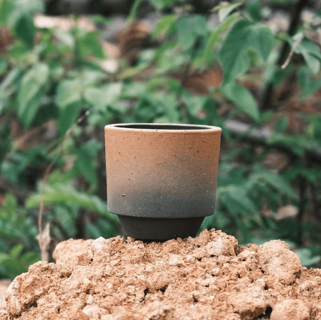 5-inch ombre terracotta pot, smooth surface, and drainage hole. Ideal for small indoor plants with a trendy color gradient.