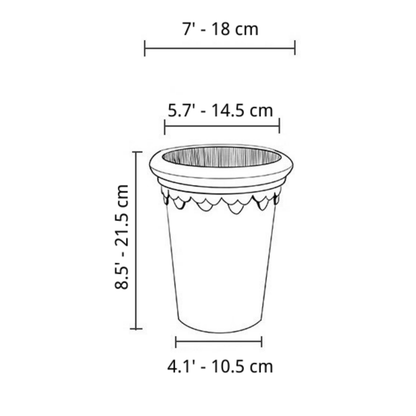 7-inch deep clover-style tall pot with decorative edging, ideal for small trees or plants with deep roots that need ample space. Perfect for indoor or outdoor use.