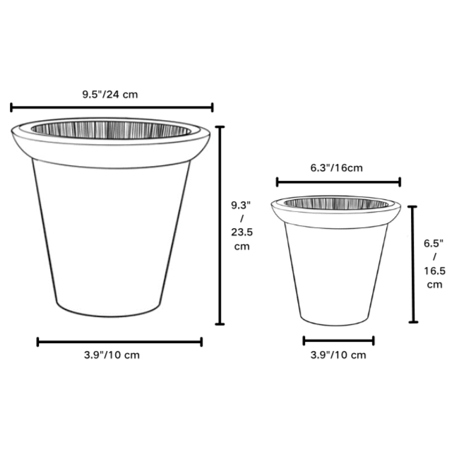 Set of 9-inch and 6-inch terracotta planters with simple, durable design. Perfect for medium to small plants, ideal for indoor use.